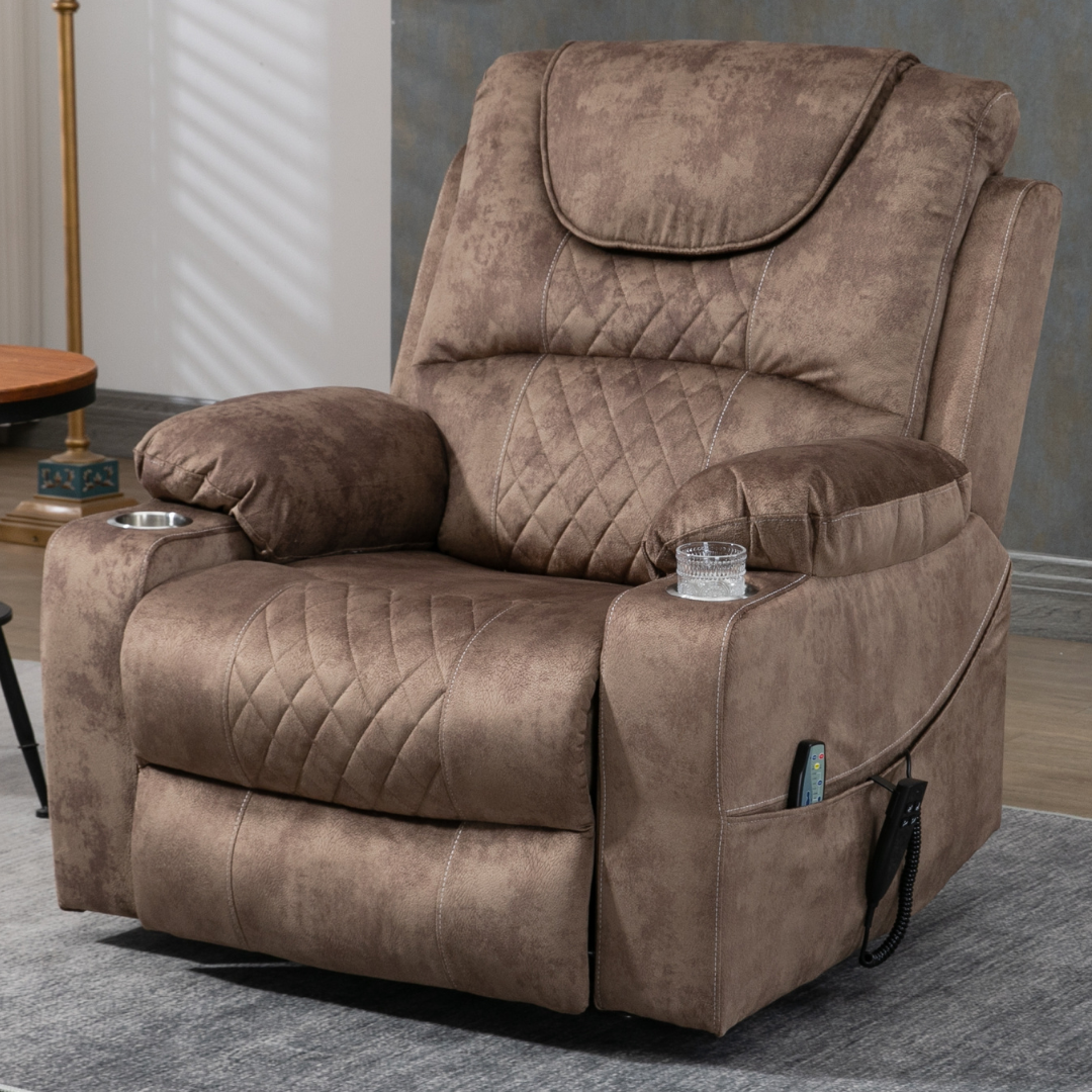 SleepingTitan Origin Lay Flat Lift Chair, 25.1 Inch Wide Seat 74.2 Inch Length, With Battery Back Up, Brown ‪(FREE 2 Years Warranty).