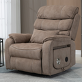 Knight Lay Flat Lift Chair, 24.8 Inch Wide Seat 74.8 Inch Length, With Back Up Battery, Wireless Charging Side Table, Beige Brown ‪‪(FREE 2 Years Warranty)