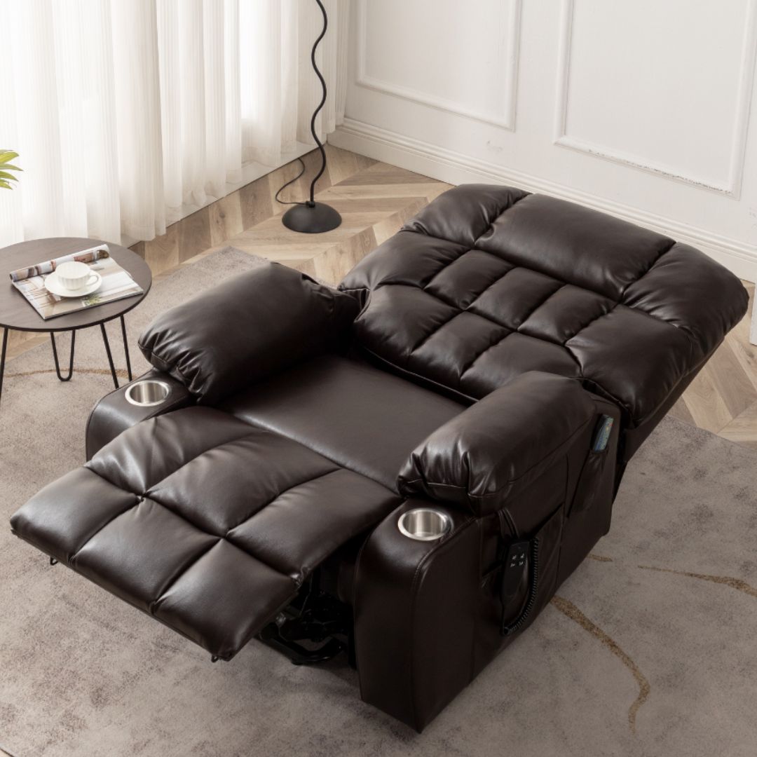 Bulkyriser 2.0 Lay Flat Lift Chair, 25.6 Inch Wide Seat, Back Up Battery, Dark Brown