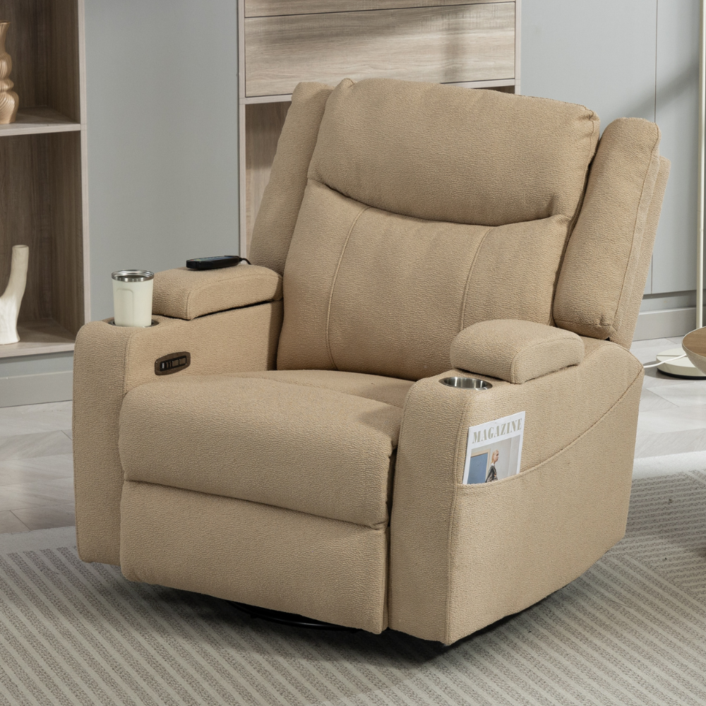 Luna Swivel Rocker - Power Recliner with Heat & Massage