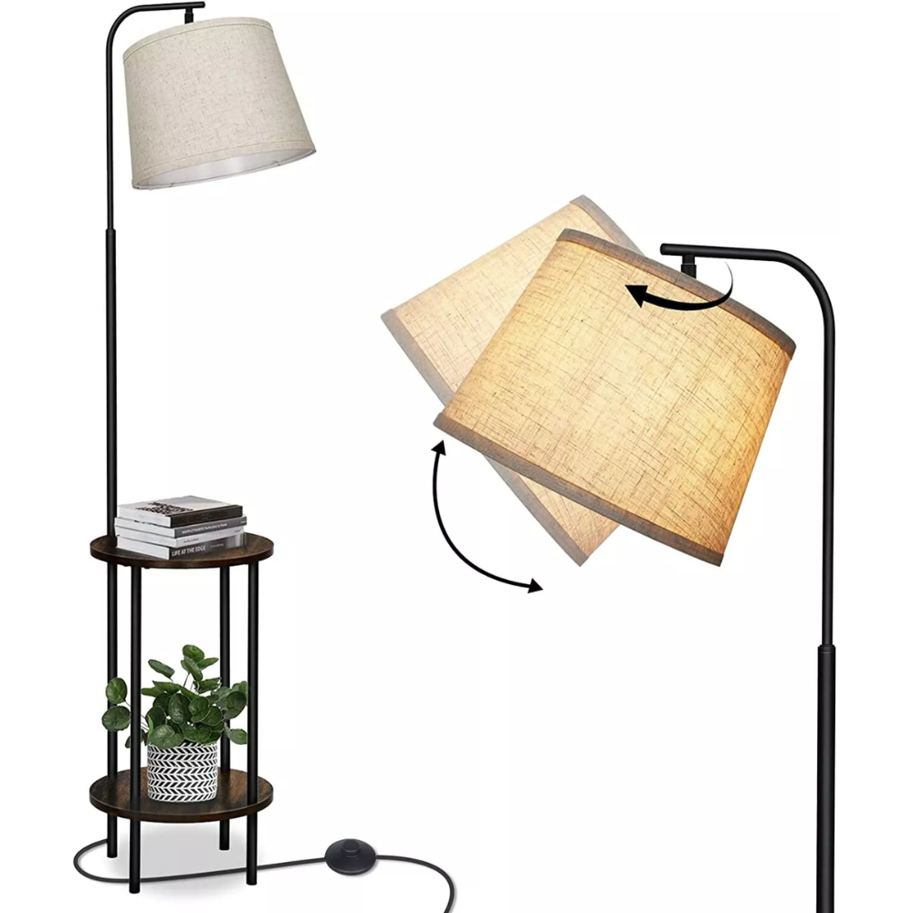 Floor Lamp with Table DEWENWILS Wooden End Side Table Farmhouse Floor Lamp