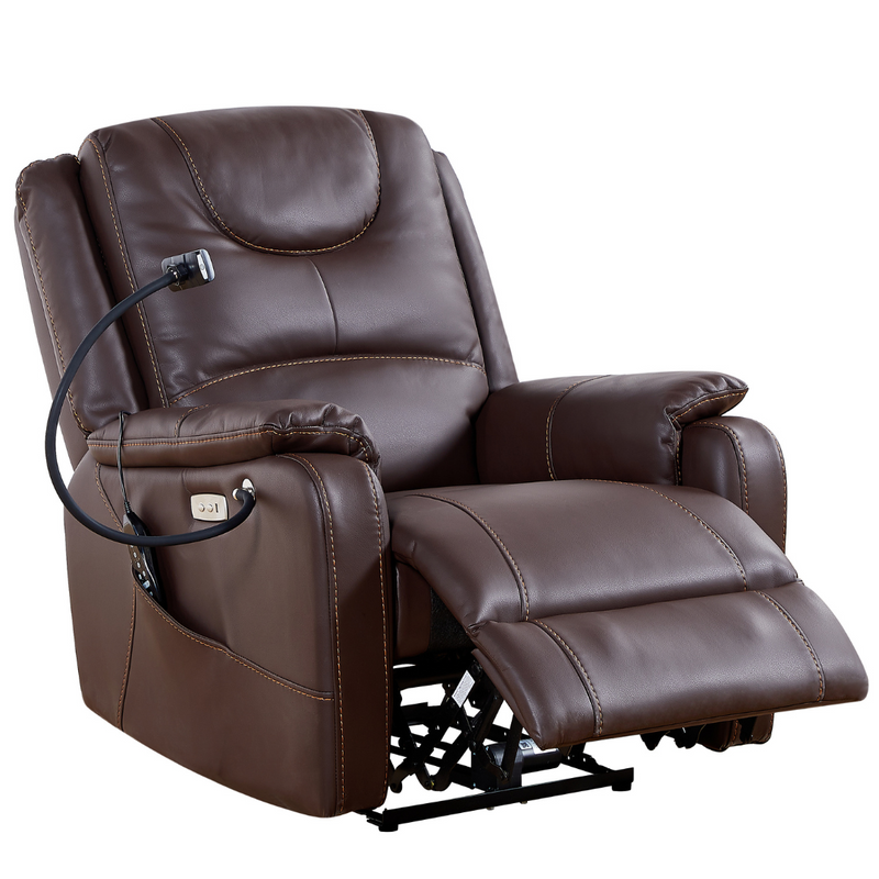 CloudFloat Recliner Chair with Heat and Massage, 139 Degree True Zero Gravity, With Heat And Massage Faux Leather Brown (FREE Eye Massager)