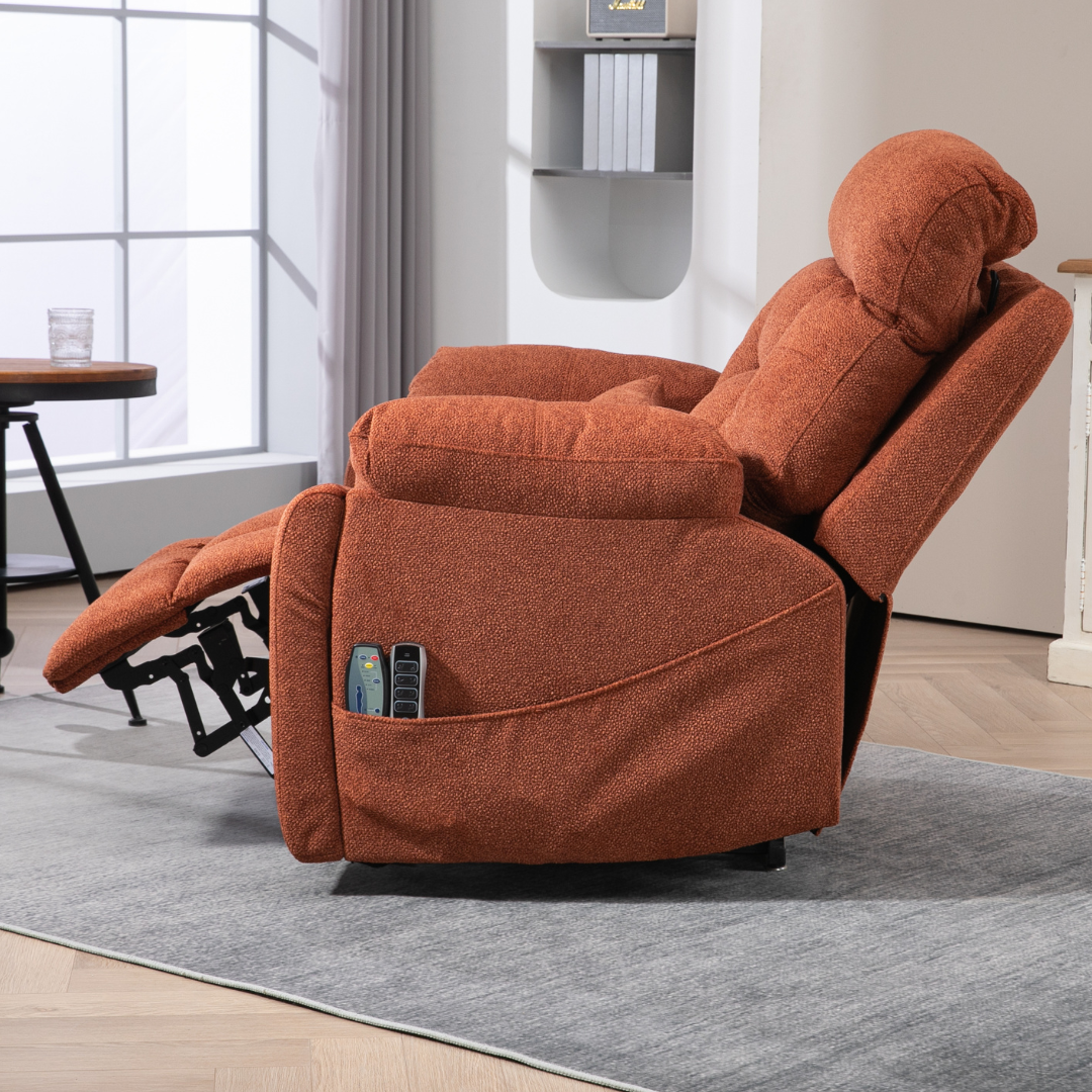 LuxQuad Lay Flat Lift Chair, The First 4 Motors Oversized Recliner, Sunset Rose (Free 2 Years Warranty)