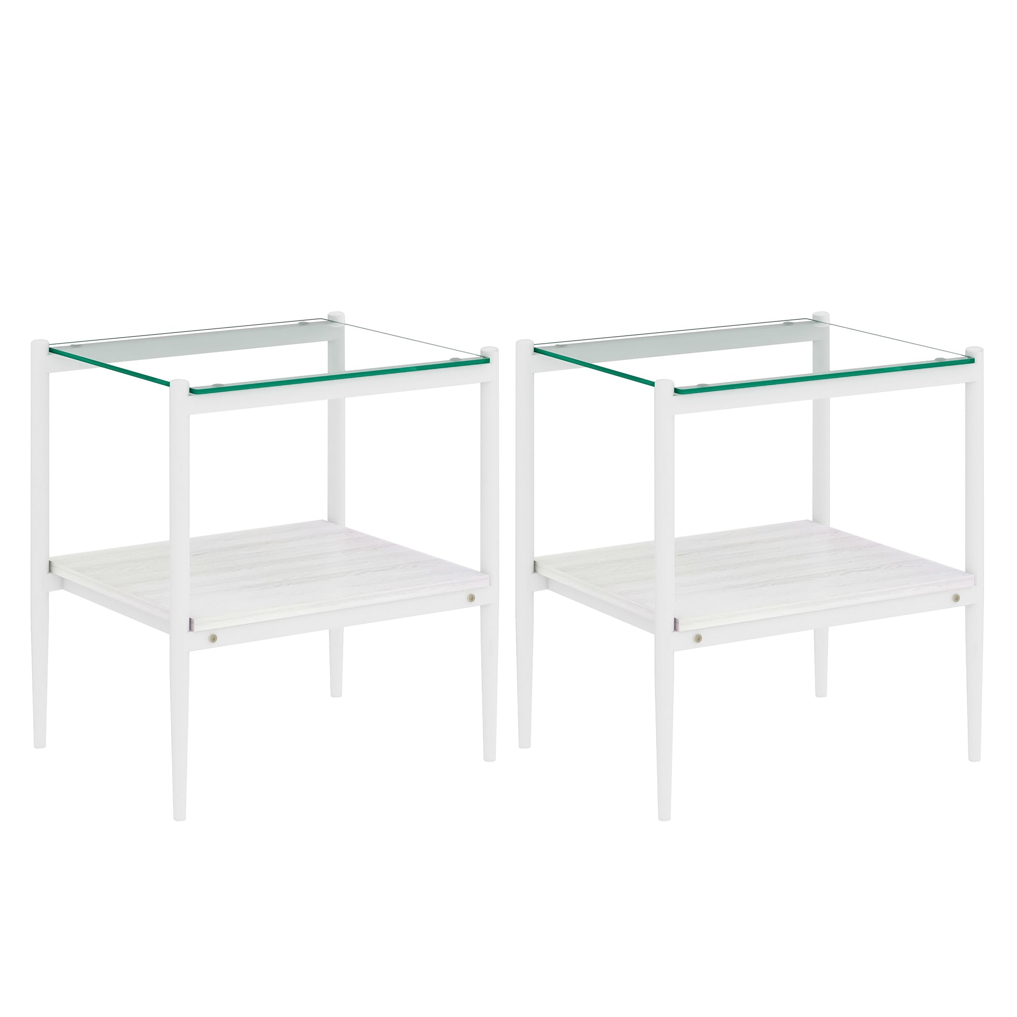 Set of 2 Rectangle End Table, Tempered Glass.