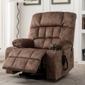 Bulkyriser 2.0 Lay flat Lift Chair, 25.6 Inch Wide Seat 73.2 Inch Length, Dual Motors, Brown (FREE 2 YEARS WARRANTY)