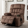 Bulkyriser 2.0 Lay flat Lift Chair, 25.6 Inch Wide Seat 73.2 Inch Length, With Back Up Battery, Brown‪ (FREE 2 Years Warranty)