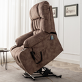 Bulkyriser 2.0 Lay flat Lift Chair, 25.6 Inch Wide Seat 73.2 Inch Length, With Back Up Battery, Brown‪ (FREE 2 Years Warranty)