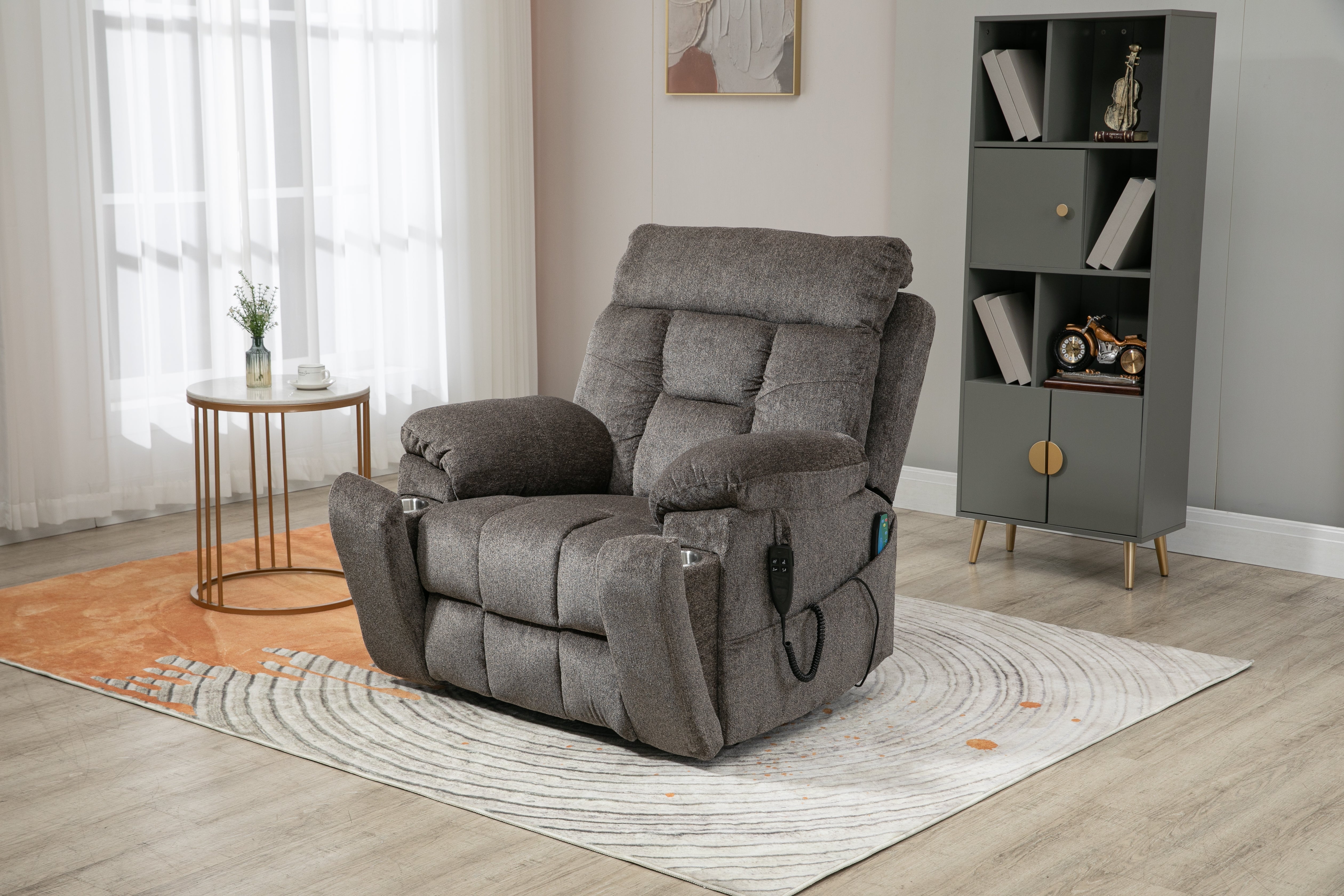 Castle 2.0 Lay flat Lift Chair, 26 Inch Extra Wide Seat, Back Up Battery, Dark Gray