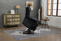 CozyHaven Lay Flat Lift Chair Dual Motor Infinite Position 8-Point Vibration Massage and Lumbar Heating Genuine Leather  Antique Black (FREE 2 Years Warranty)
