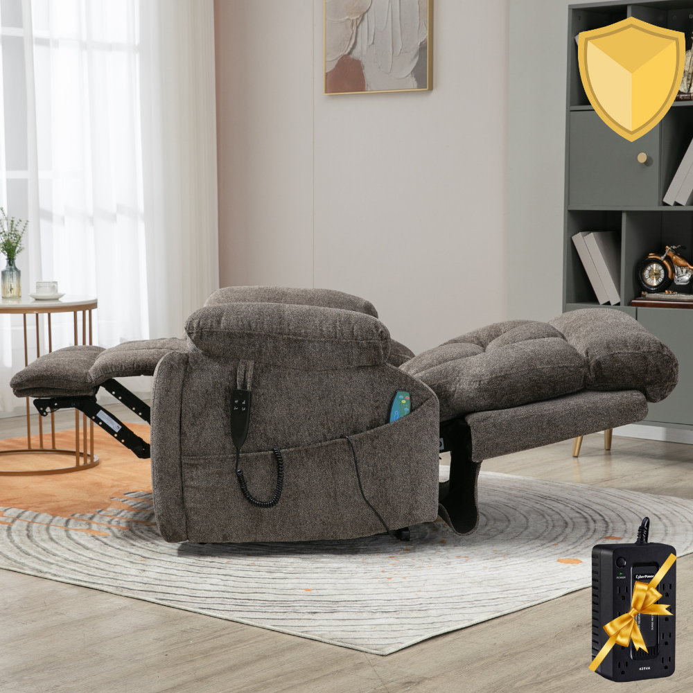 Castle 2.0 Lay flat Lift Chair, 26 Inch Extra Wide Seat, Back Up Battery, Dark Gray