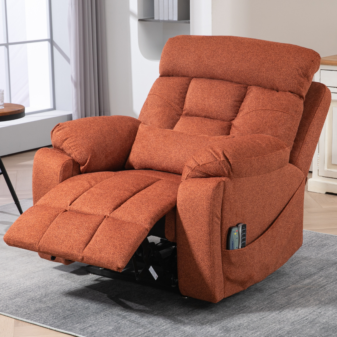 LuxQuad Lay Flat Lift Chair, The First 4 Motors Oversized Recliner, Sunset Rose (Free 2 Years Warranty)