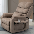 Knight Lay Flat Lift Chair, 24.8 Inch Wide Seat 74.8 Inch Length, Dual Motors, Wireless Charging Side Table, Brown ‪(FREE CPS Warranty)