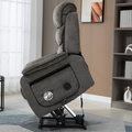 Knight Lay Flat Lift Chair, 24.8 Inch Wide Seat 74.8 Inch Length, Dual Motors, Wireless Charging Side Table, Light Grey ‪(FREE 2 Years Warranty)