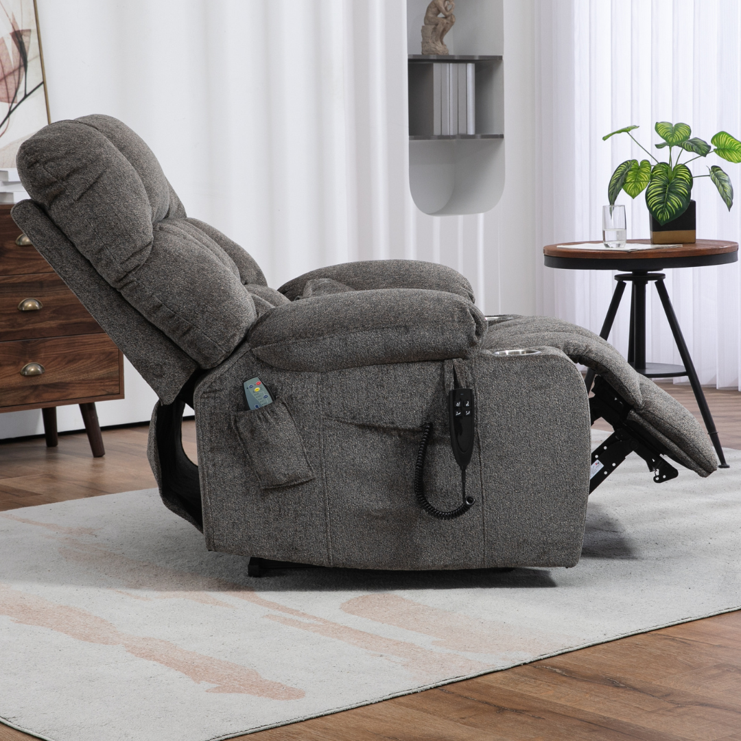 Bulkyriser 2.0 Lay Flat Lift Chair, 25.6 Inch Wide Seat 73.2 Inch Length, Dual Motors, Light Gray (FREE 2 YEARS WARRANTY).