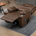 SleepingTitan Origin Lay Flat Lift Chair, 25.1 Inch Wide Seat 74.2 Inch Length, Dual Motors, Faux Leather Brown (FREE 2 Years Warranty)