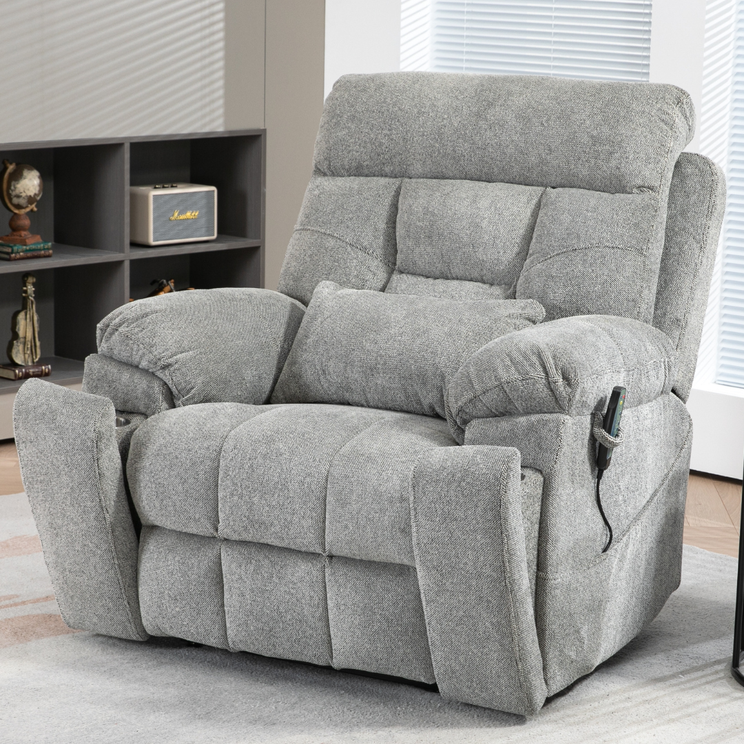 Castle 2.0 Lay flat Lift Chair, 26 Inch Extra Wide Seat, Gray
