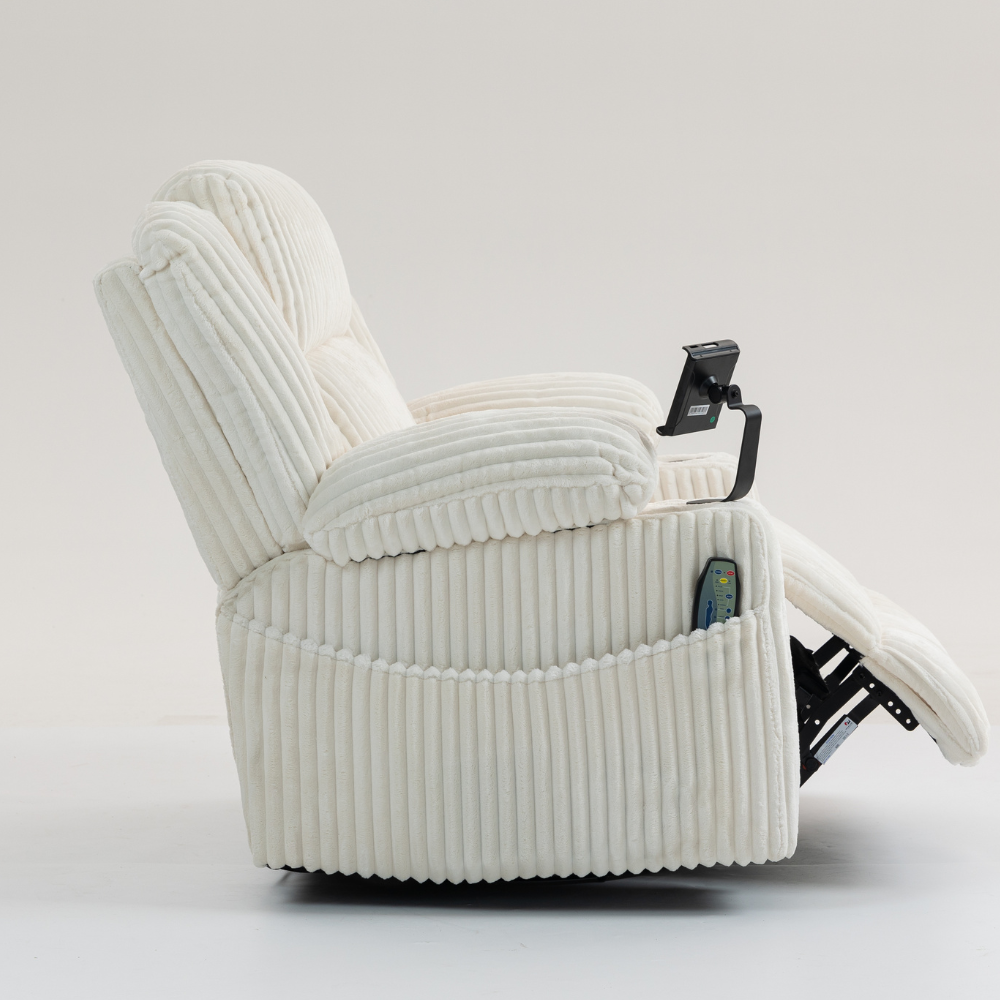 Power Swivel Rocker Recliner with Massage & Heat.
