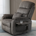 Knight Lay Flat Lift Chair, 24.8 Inch Wide Seat 74.8 Inch Length, Dual Motors, Wireless Charging Side Table, Light Grey ‪(FREE 2 Years Warranty)