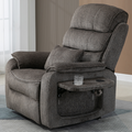 Knight Lay Flat Lift Chair, 24.8 Inch Wide Seat 74.8 Inch Length, Dual Motors, Wireless Charging Side Table, Light Brown ‪(FREE CPS Warranty)