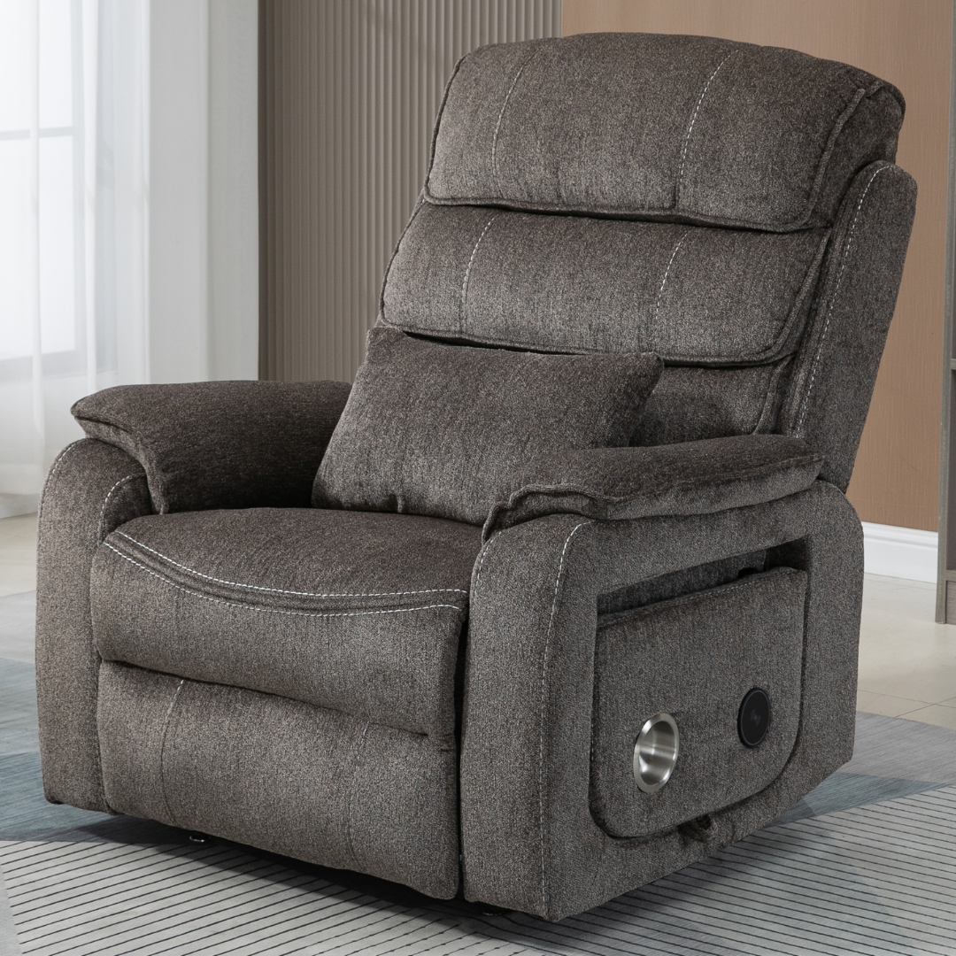 Knight Lay Flat Lift Chair, Oversized, Back Up Battery, Wireless Charging Side Table, Light Grey