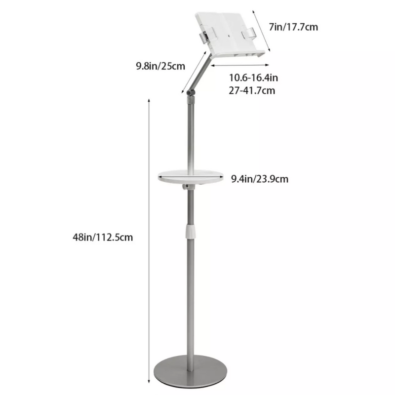 Floor Book Stand for Reading Book Holder Metal Support Adjustable Height & Panel