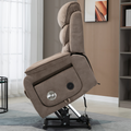 Knight Lay Flat Lift Chair, 24.8 Inch Wide Seat 74.8 Inch Length, Dual Motors, Wireless Charging Side Table, Beige Brown ‪(FREE 2 Years Warranty)