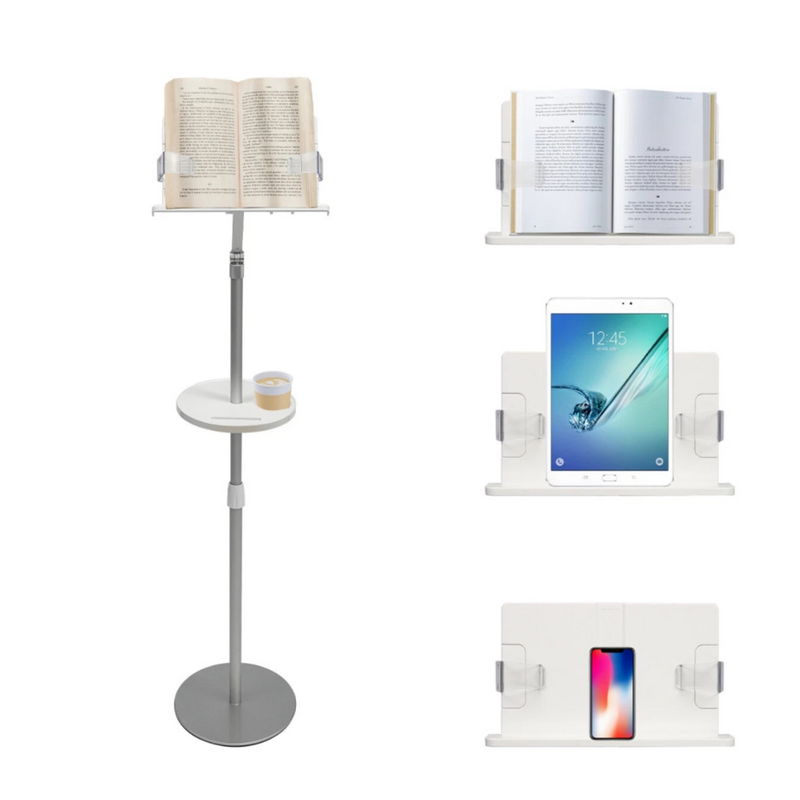 Floor Book Stand for Reading Book Holder Metal Support Adjustable Height & Panel