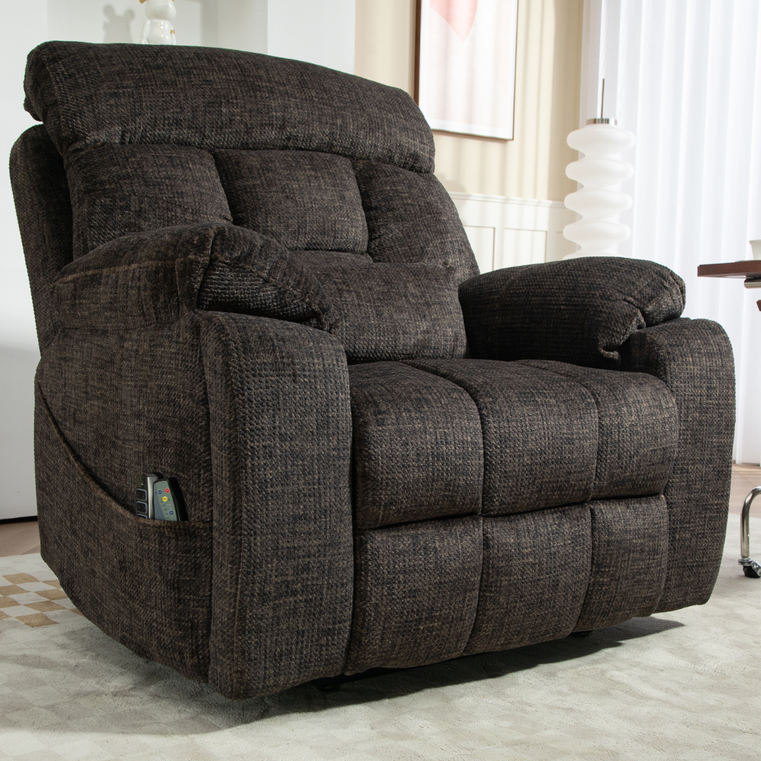 LuxQuad Lay Flat Lift Chair, 25.5 Inch Wide Seat, The First 4 Motors Lift Chair, Dark Grey (FREE 2 Years Warranty).