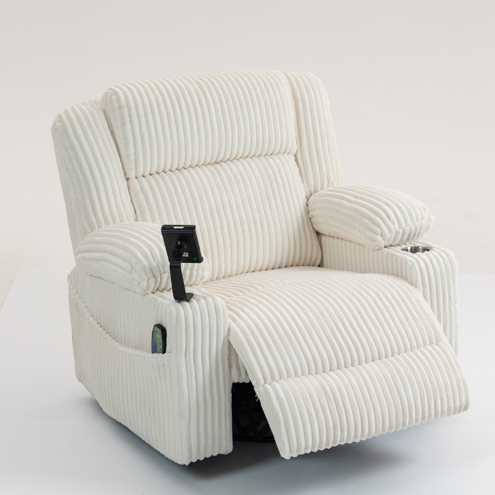 Power Swivel Rocker Recliner with Massage & Heat.