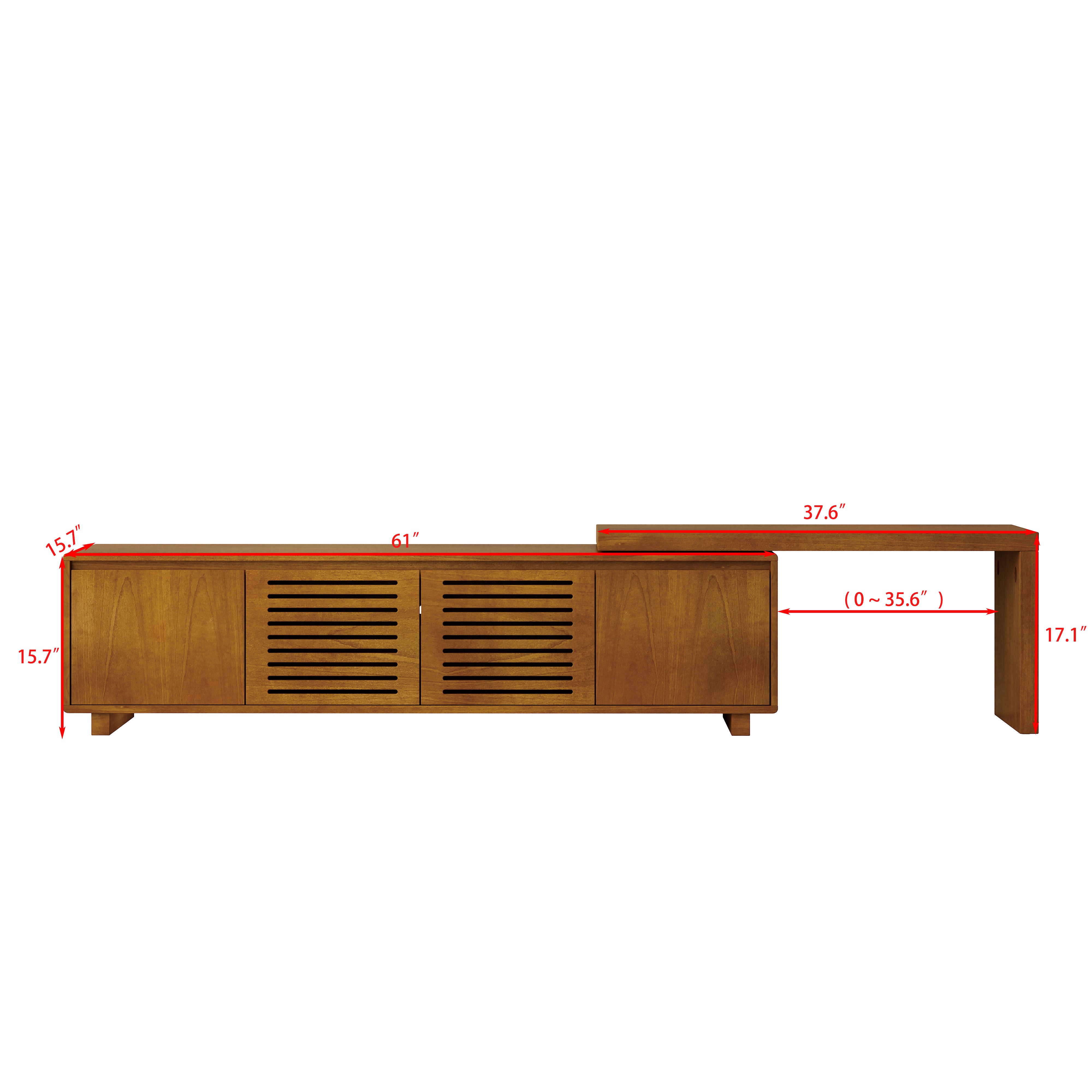 Expandable Wood TV Stand for 55"-75" TVs