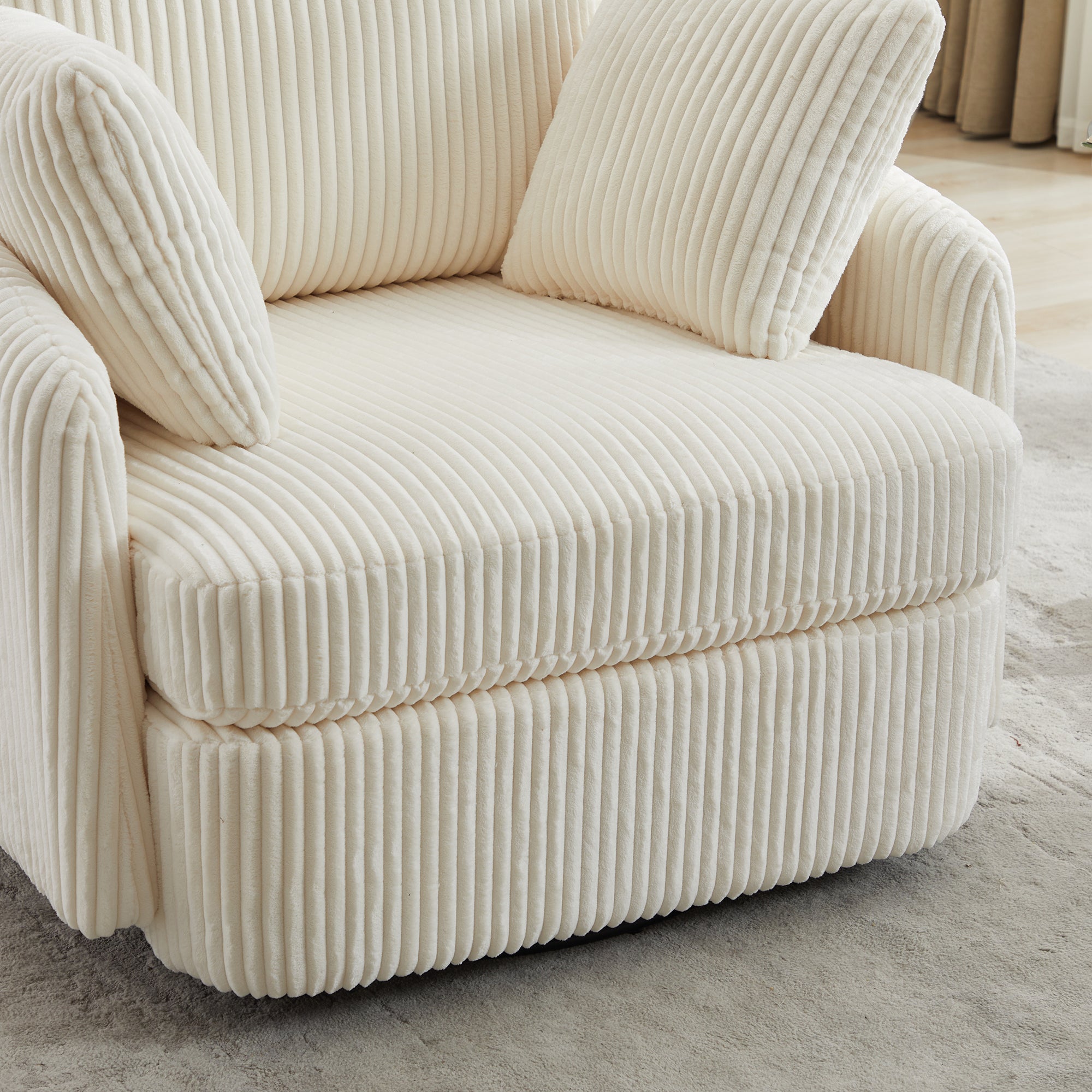 360° Swivel Accent Chair with 2 Pillows, Ivory.
