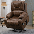 SleepingTitan Origin Lay Flat Lift Chair, 25.1 Inch Wide Seat 74.2 Inch Length, Dual Motors, Faux Leather Brown (FREE 2 Years Warranty)