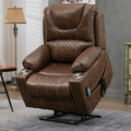SleepingTitan Origin Lay Flat Lift Chair, 25.1 Inch Wide Seat 74.2 Inch Length, Dual Motors, Faux Leather Brown (FREE CPS Warranty)