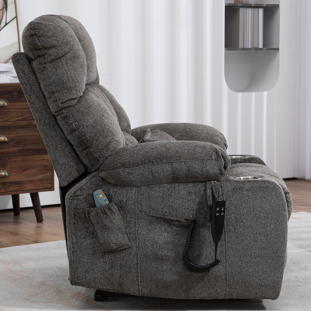 Bulkyriser 2.0 Lay Flat Lift Chair, 25.6 Inch Wide Seat 73.2 Inch Length, Dual Motors, Light Gray (FREE 2 YEARS WARRANTY).