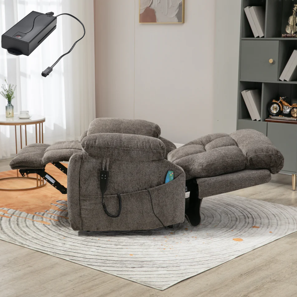 Castle 2.0 Lay flat Lift Chair, 26 Inch Extra Wide Seat, Back Up Battery, Dark Gray (Free 2 Years Warranty)