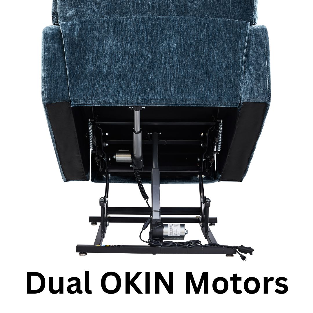 NestingCloud Lift Chair with Dual Motor, 180° Lay Flat Recliner, With Back Up Battery, Blue ‪‪(FREE 2 Years Warranty).