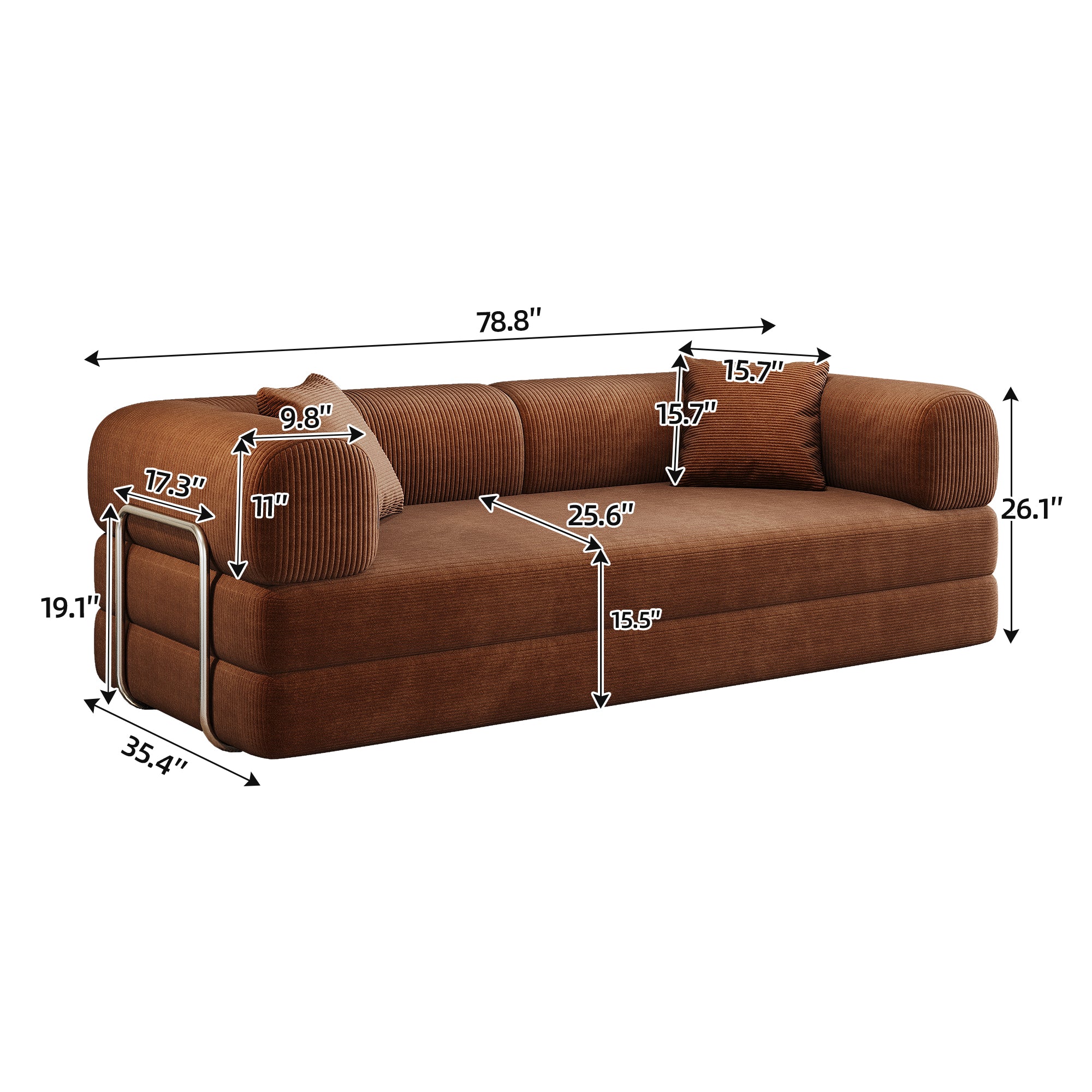 78.8" Compression Sofa Brown