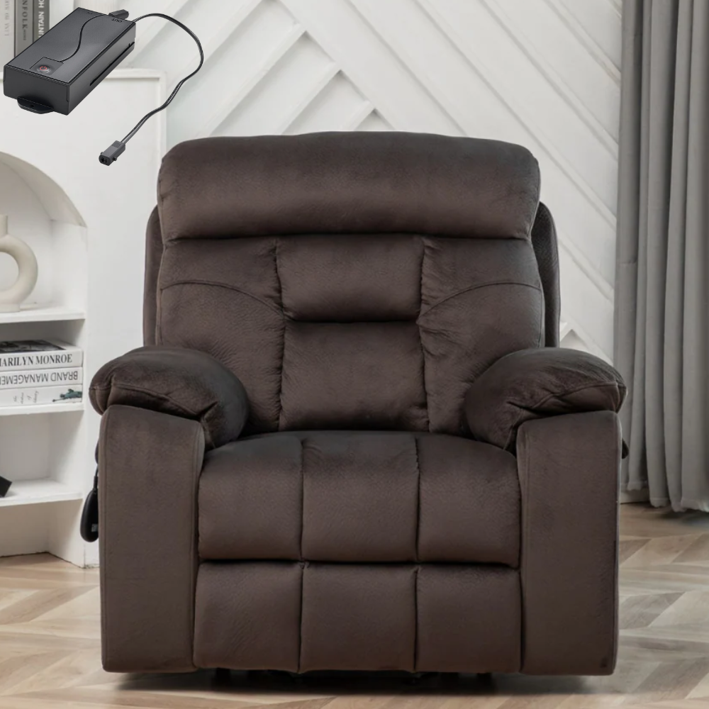 Castle Lift Chair, 26 Inch Seat Oversized, Back Up Battery, Coffee (Free 2 Years Warranty)