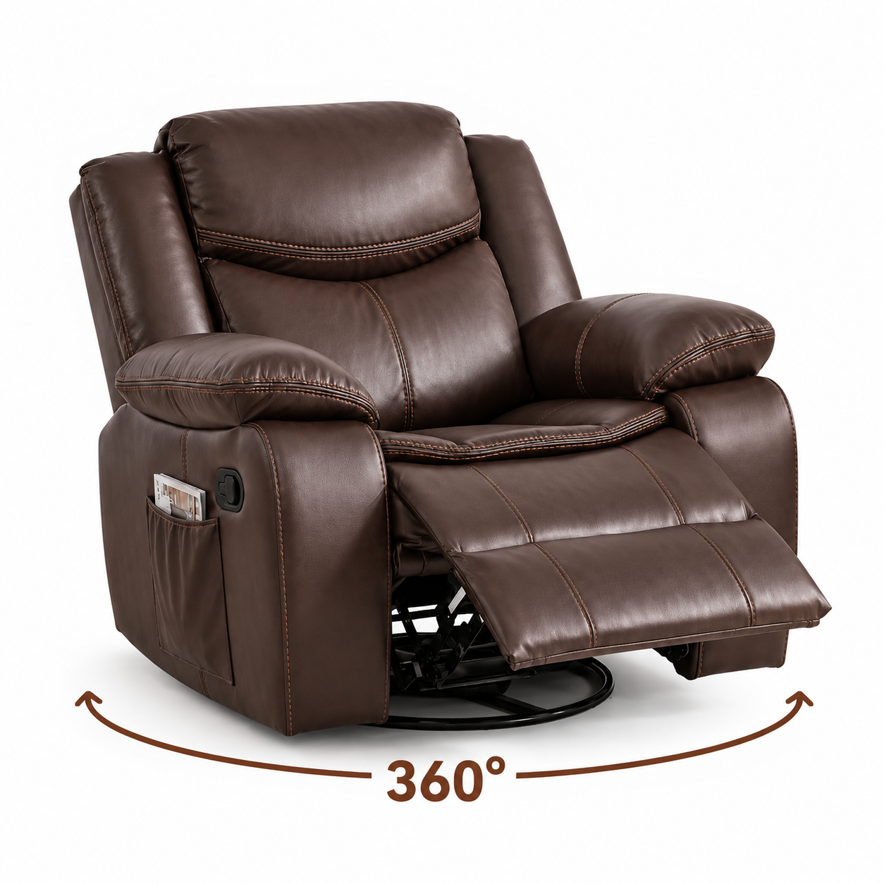 CozyNest Manual Recliner Rocker with 360° Swivel & Padded Armrests