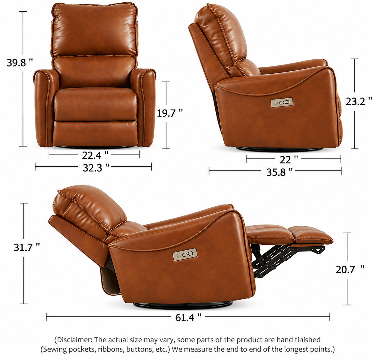 Haven Rocking Chair – Power Recliner with 22.4" Wide Seat & 350 Lbs Capacity
