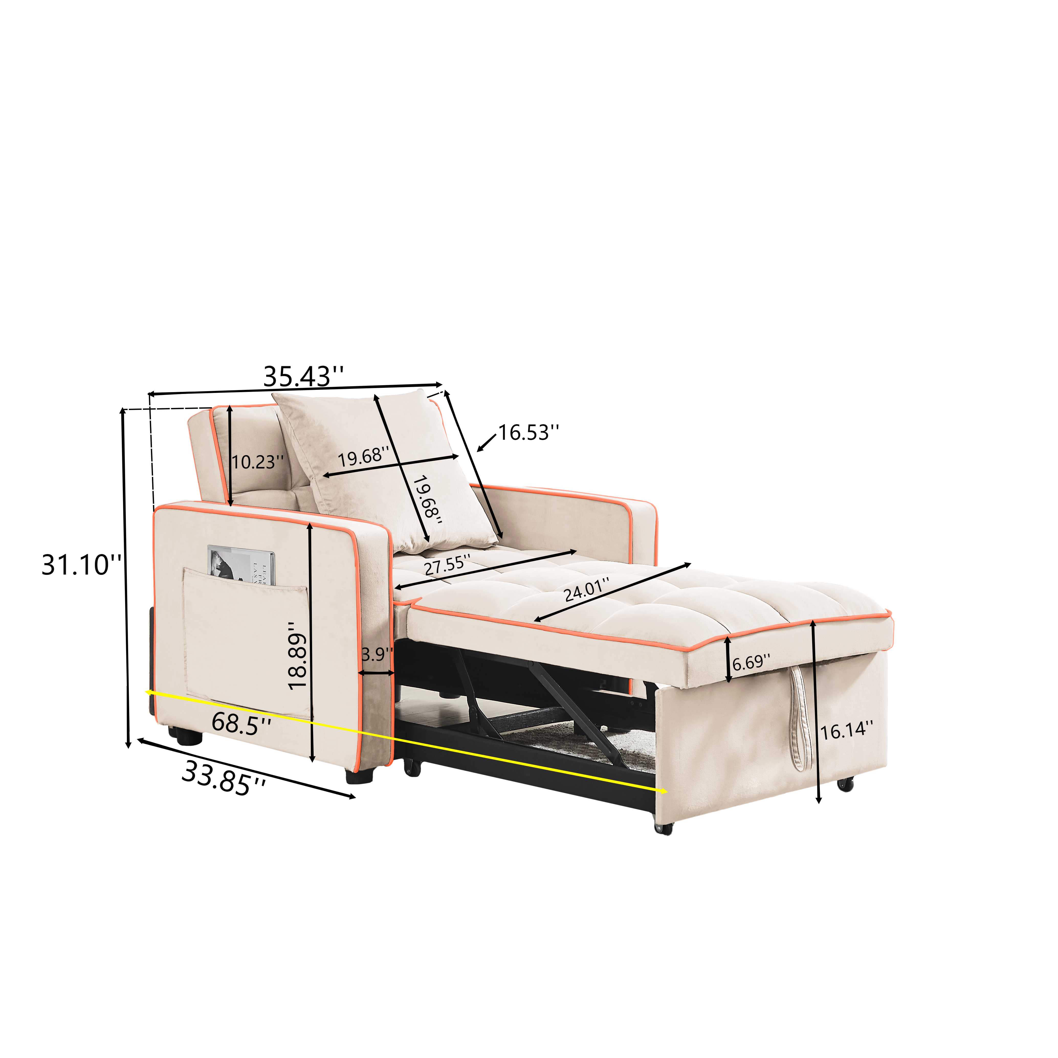 Three-In-One Sofa Bed Creamy White