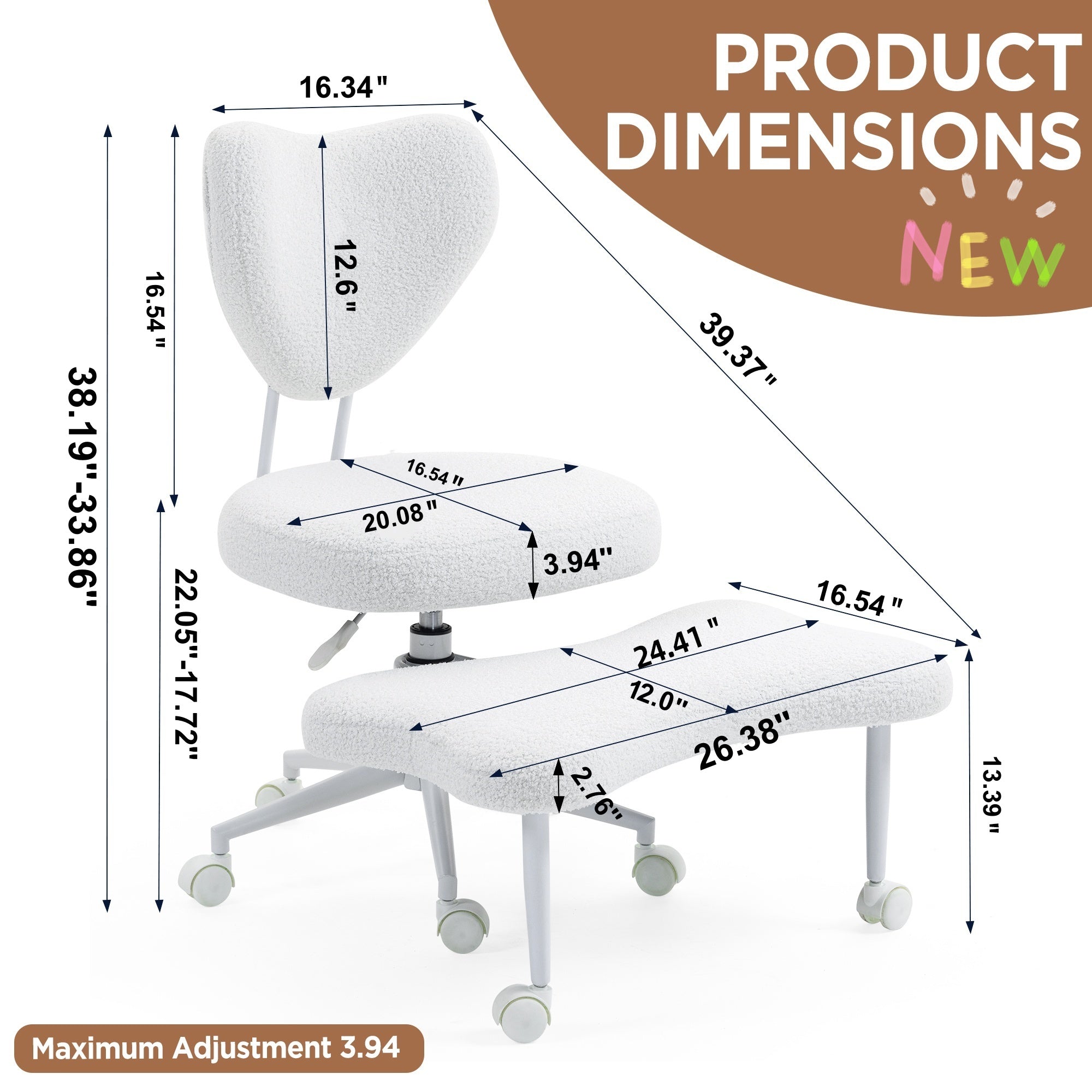 Ergonomic Meditation Chair with Lumbar Support - Beige.