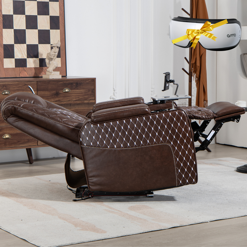 AstroLounge Zero Gravity Chair with Smart Control, 2 Cup Holder, 2 Storage with Cover, with Phone and Laptop Holder, Faux Leather - Brown.