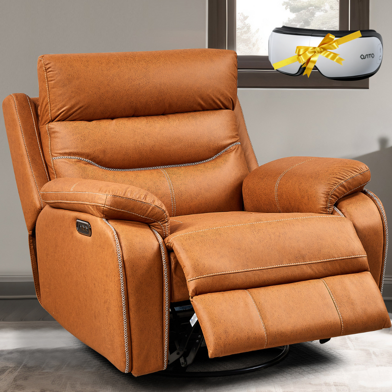 ComfortPivot Swivel Rocking Recliner, Power Headrest - Fuegan Orange (FREE Eye Massager)