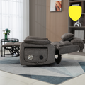 Knight Lay Flat Lift Chair, 24.8 Inch Wide Seat 74.8 Inch Length, Dual Motors, Wireless Charging Side Table, Light Grey ‪(FREE 2 Years Warranty)