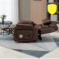 Knight Lay Flat Lift Chair, 24.8 Inch Wide Seat 74.8 Inch Length, Dual Motors, Wireless Charging Side Table, Faux Leather Brown ‪(FREE CPS Warranty)