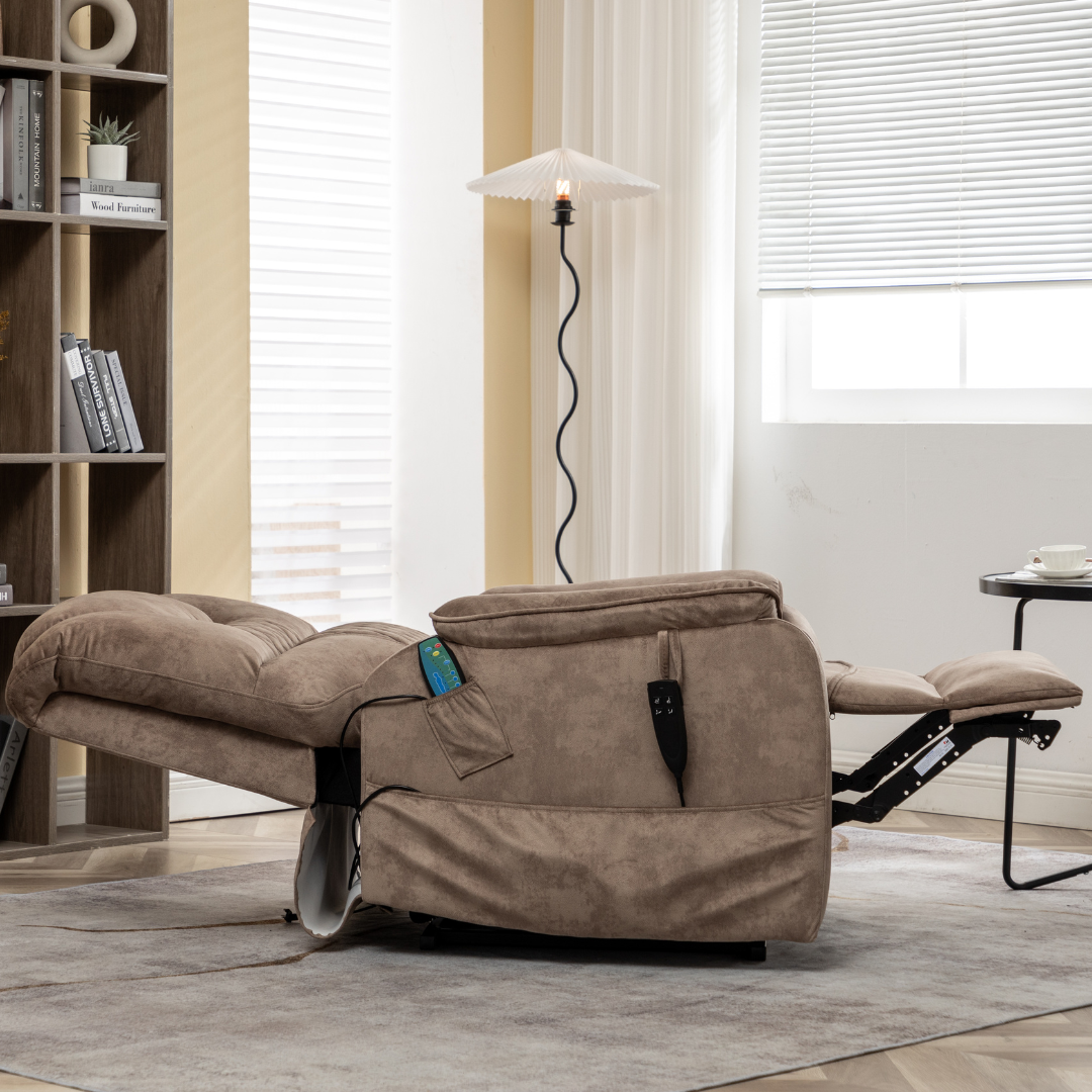 SleepingTitan Lift Chair, Extra Wide with Dual Motor, 180° Lay Flat Recliner, Heat and Massage, Brown ‪(FREE 2 Years Warranty).