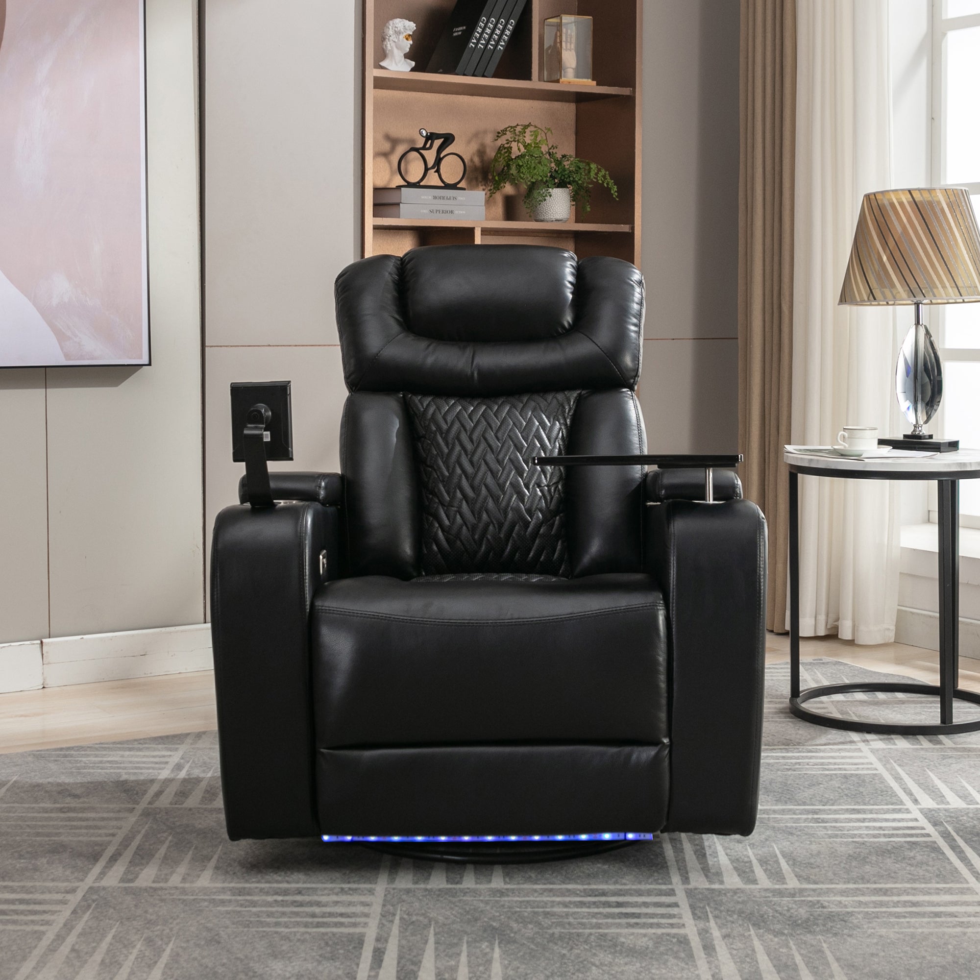 270 Degree Swivel PU Leather Power Recliner