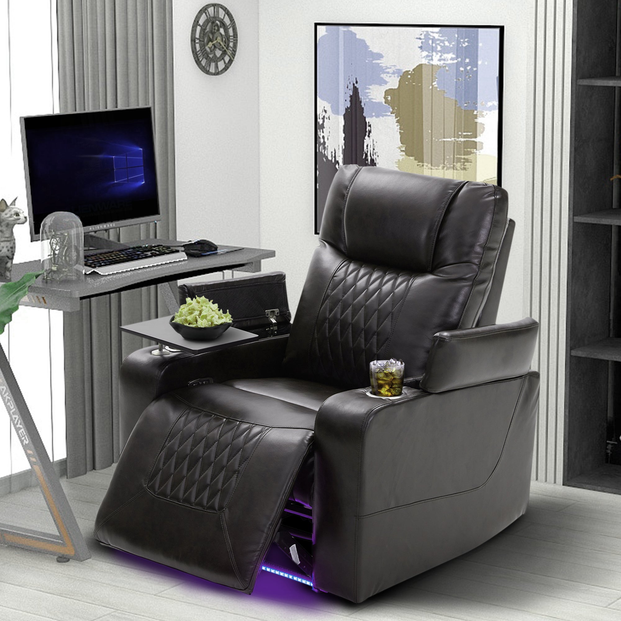 Power Motion Recliner with USB Charging Port and Hidden Arm Storage