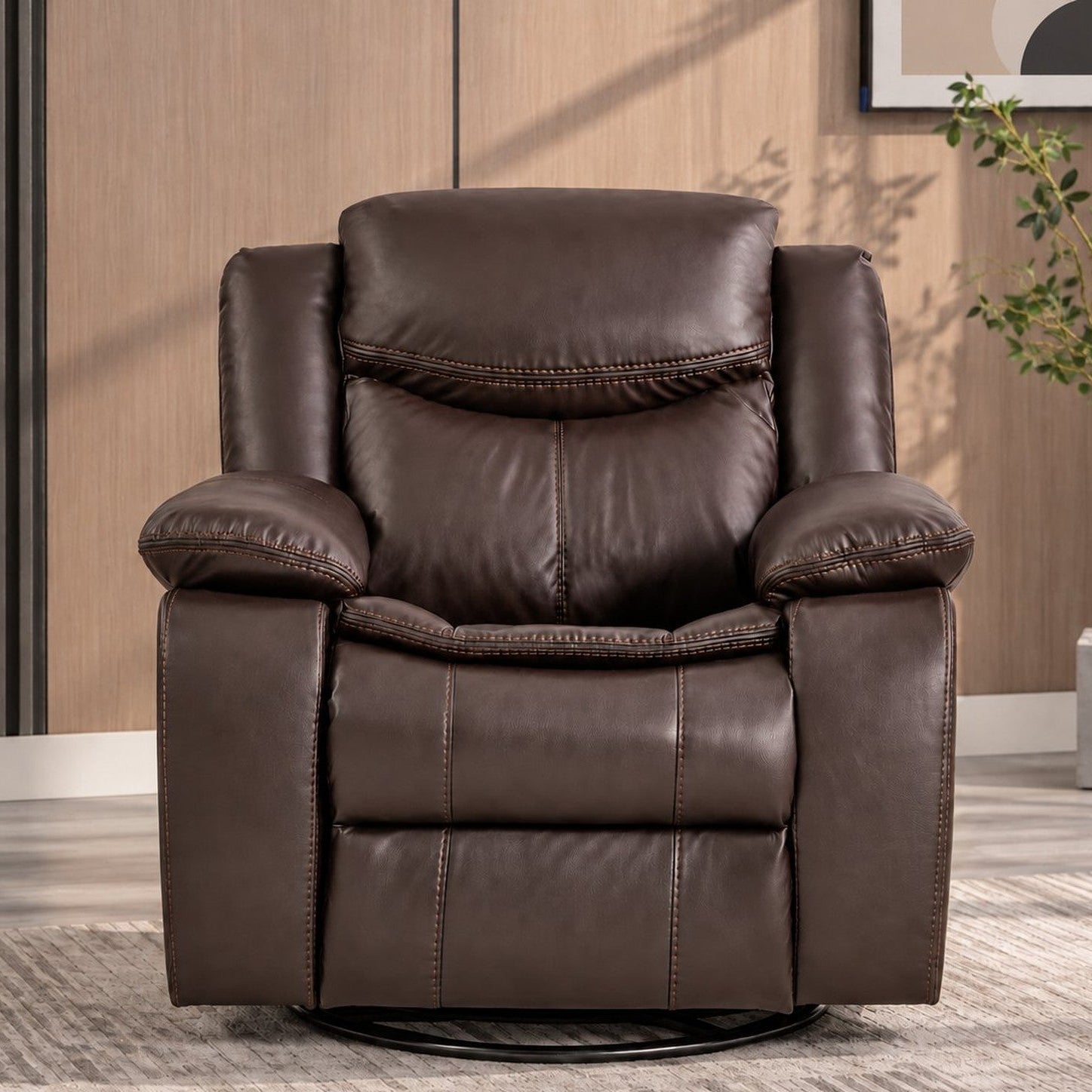 CozyNest Manual Recliner Rocker with 360° Swivel & Padded Armrests